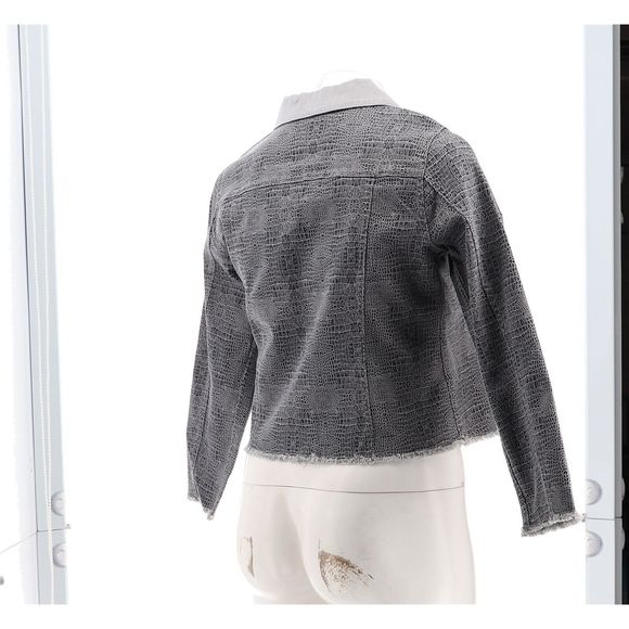 DG2 Diane Gilman Reversible Twill Jean Jacket Gray Croco 7529882 - Picture 6 of 9